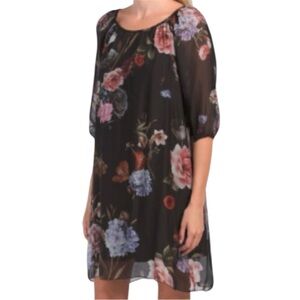 Bellambra Made in Italy Floral Silk Blend 3/4 Puff Sleeve Dress Women’s Size M
